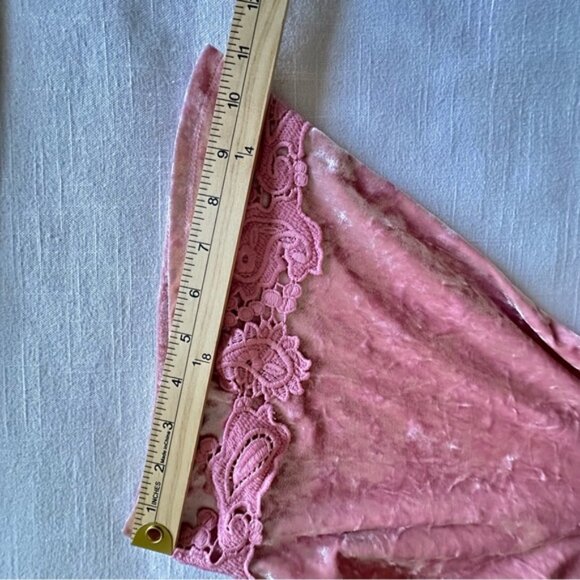 Westport 1962 Shirt Womens XL Pale Pink Crushed Velvet Lace Trim Crochet Fairy - Picture 8 of 12
